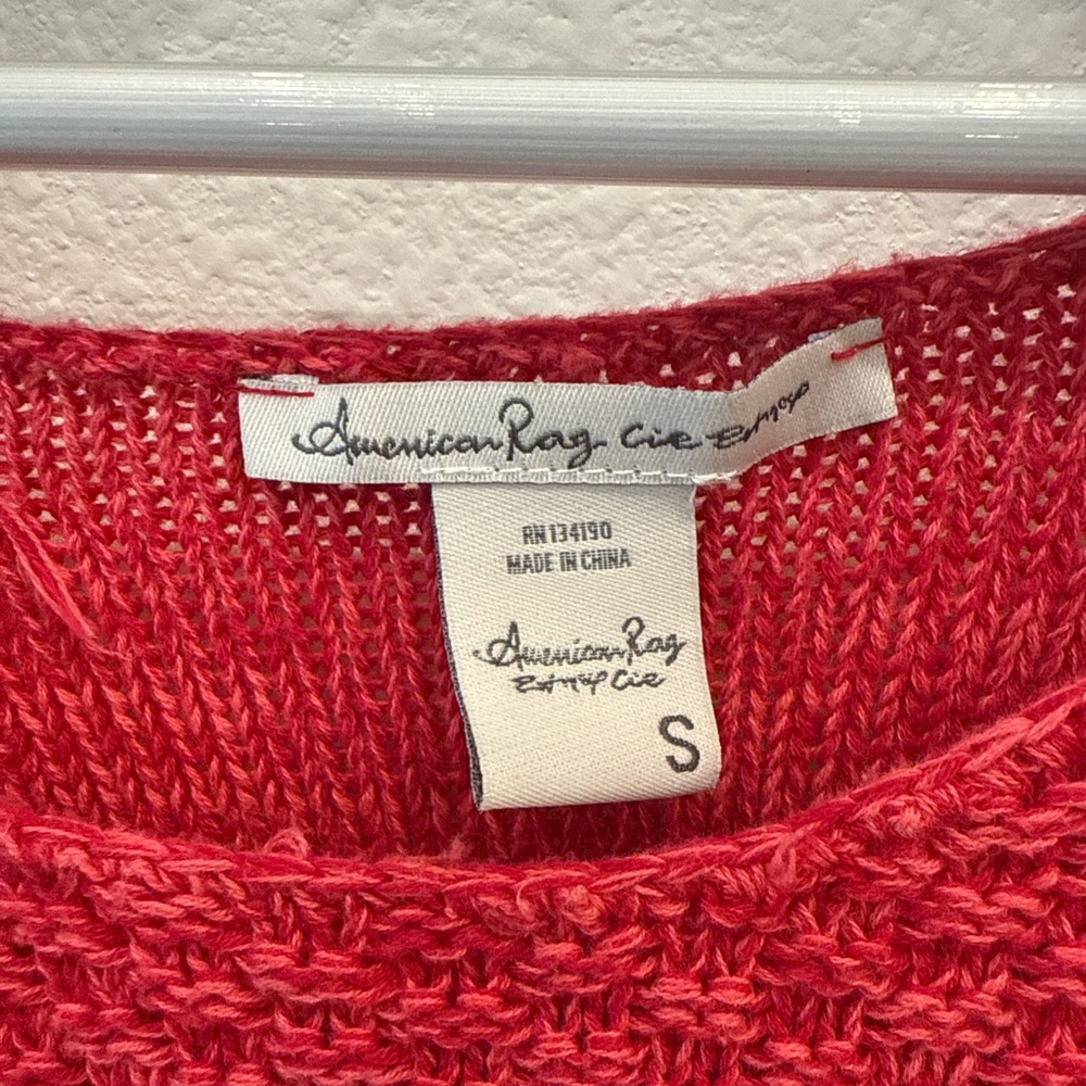 American Rag Red Fringe Sweater - Picture 3 of 4